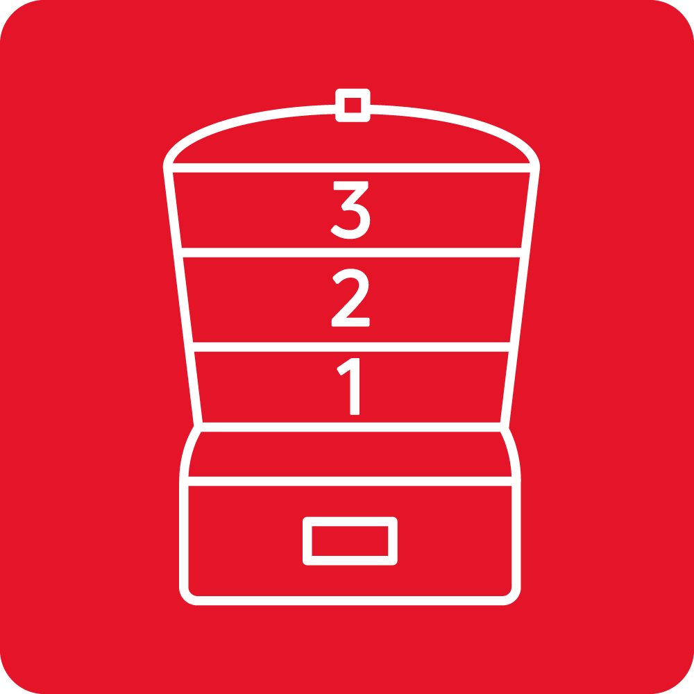 Three cooking chambers